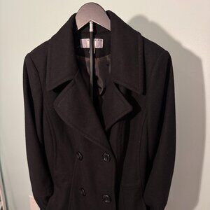 Anne Klein Women's Double-Breasted Black Peacoat  Size 0X